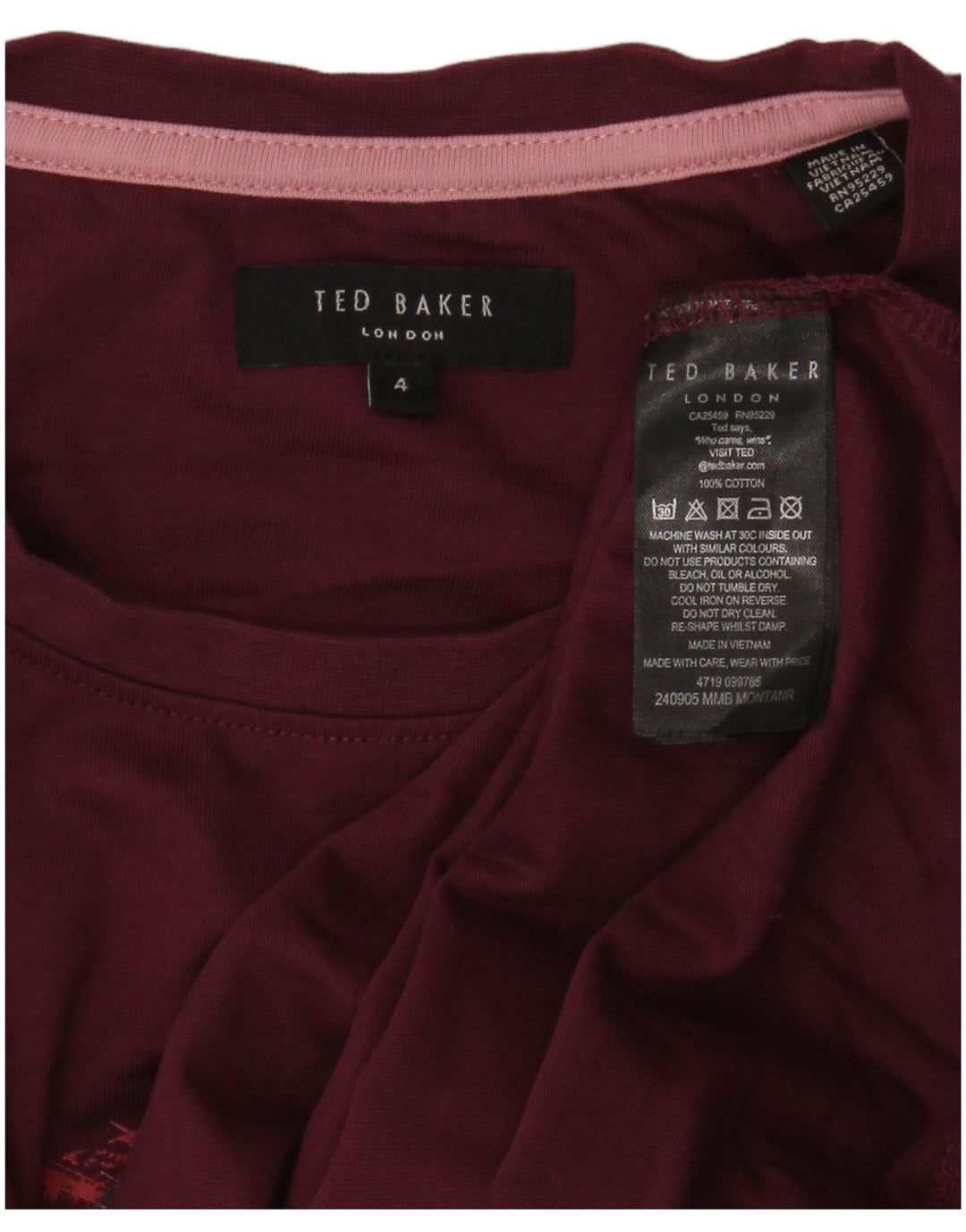 Ted Baker Muška grafička majica kratkih rukava, velika kestenjasta boja, veličina 4