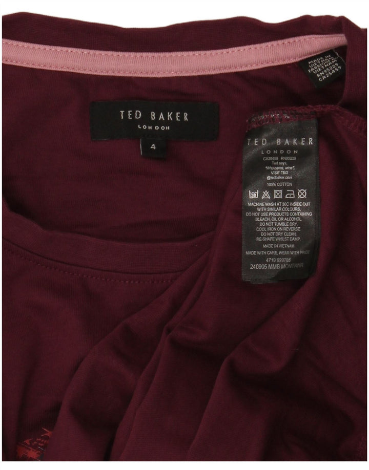 Ted Baker Muška grafička majica kratkih rukava, velika kestenjasta boja, veličina 4