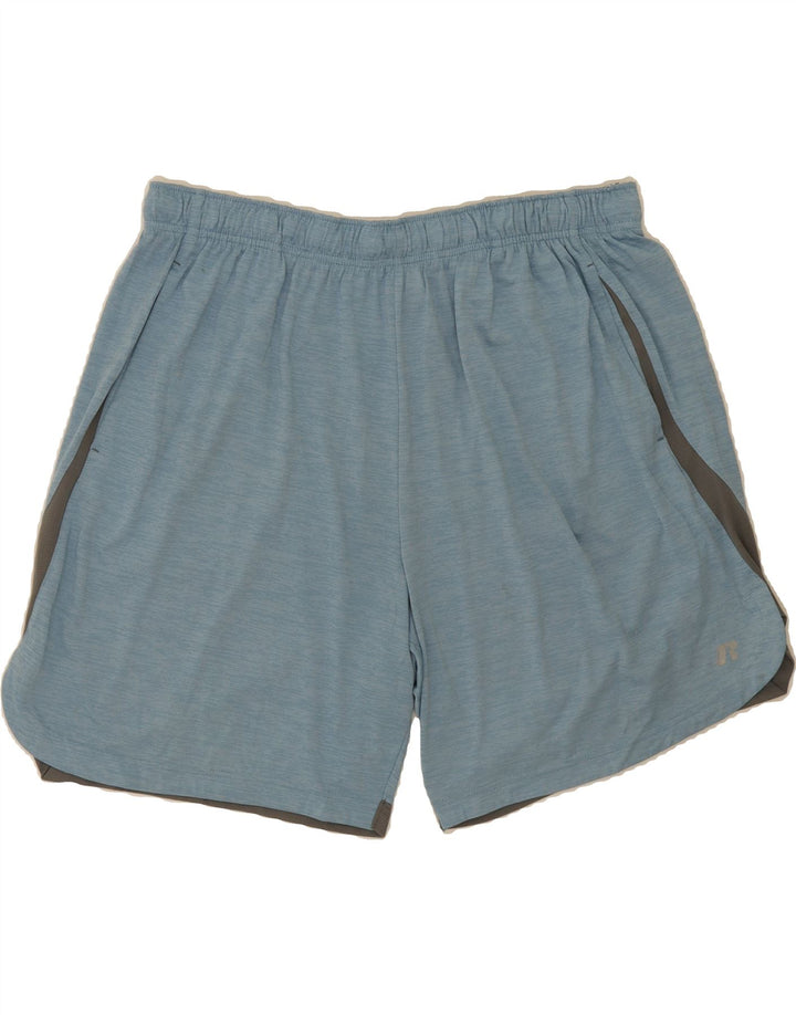 RUSSELL ATHLETIC Mens Sport Shorts XL  Blue Colourblock Polyester Vintage Russell Athletic and Second-Hand Russell Athletic from Messina Hembry 