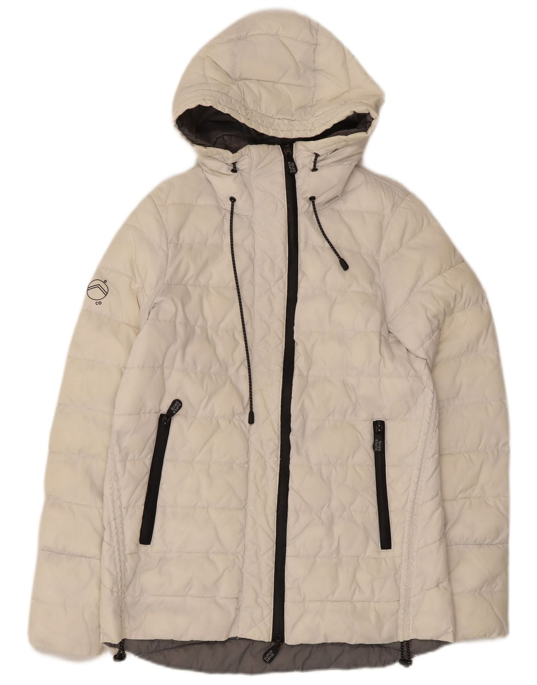 Superdry ženska podstavljena jakna s kapuljačom UK 8 Mali bijeli najlon
