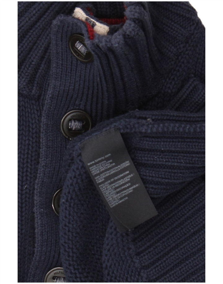 Tommy Hilfiger muški džemper s dugmadima i ovratnikom Srednji tamnoplavi pamuk