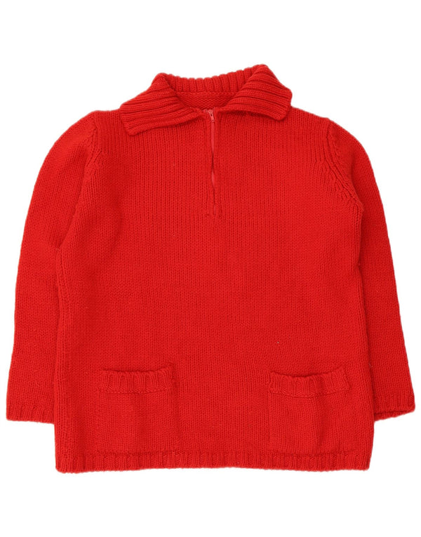 Vintage ženski pulover s polo izrezom UK 16 Velika crvena merino vuna