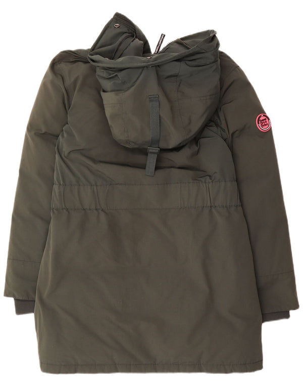 Superdry ženski podstavljeni kaput s kapuljačom UK 10 Mali zeleni najlon