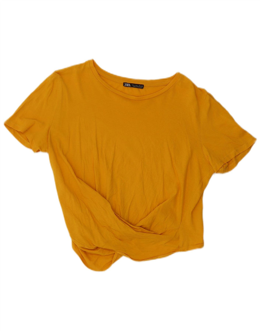 ZARA Womens Crop Blouse Top UK 16 Large Yellow
