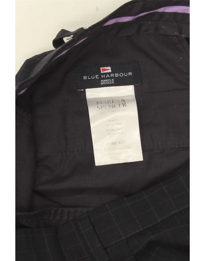 Marks & Spencer muške hlače ravnog odijela Blue Harbor W36 L31 Mornarsko plavo karirano