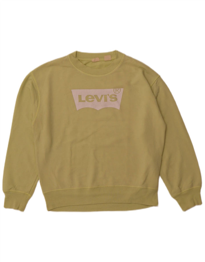 LEVI'S Womens Oversized Graphic Sweatshirt Jumper UK 10 Small Green Cotton