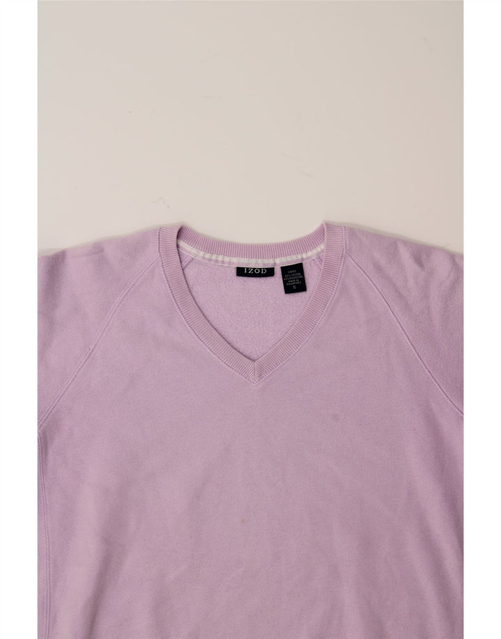 IZOD Womens Oversized Sweatshirt Jumper UK 10 Small Purple Cotton Vintage Izod and Second-Hand Izod from Messina Hembry 