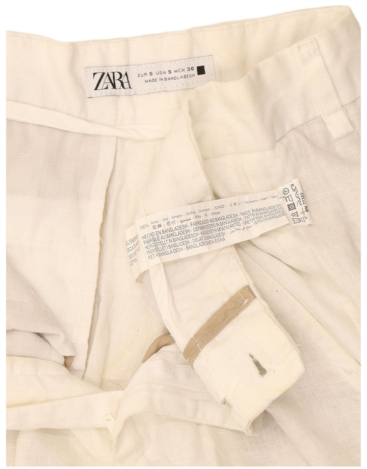 Zara ženske chino kratke hlače male W30 od bijelog lana