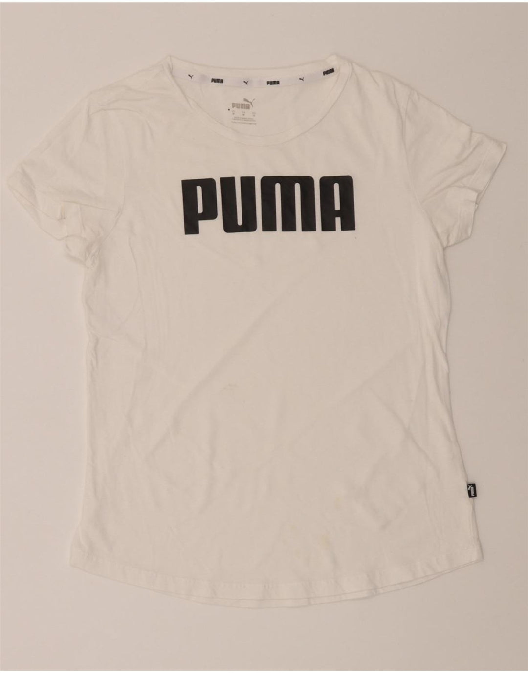 PUMA Womens Graphic T-Shirt Top UK 12 Medium White Vintage Puma and Second-Hand Puma from Messina Hembry 