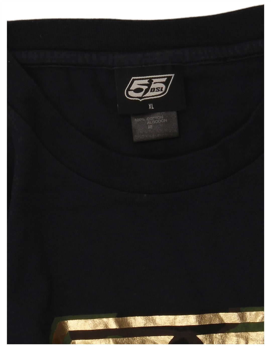 DIESEL Muška grafička majica dugih rukava XL tamnoplavi pamuk