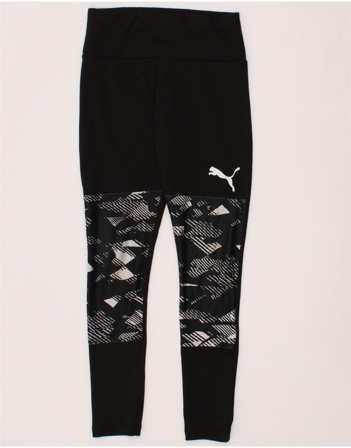 PUMA Womens Abstract Pattern Leggings UK 8 Small Black Vintage Puma and Second-Hand Puma from Messina Hembry 