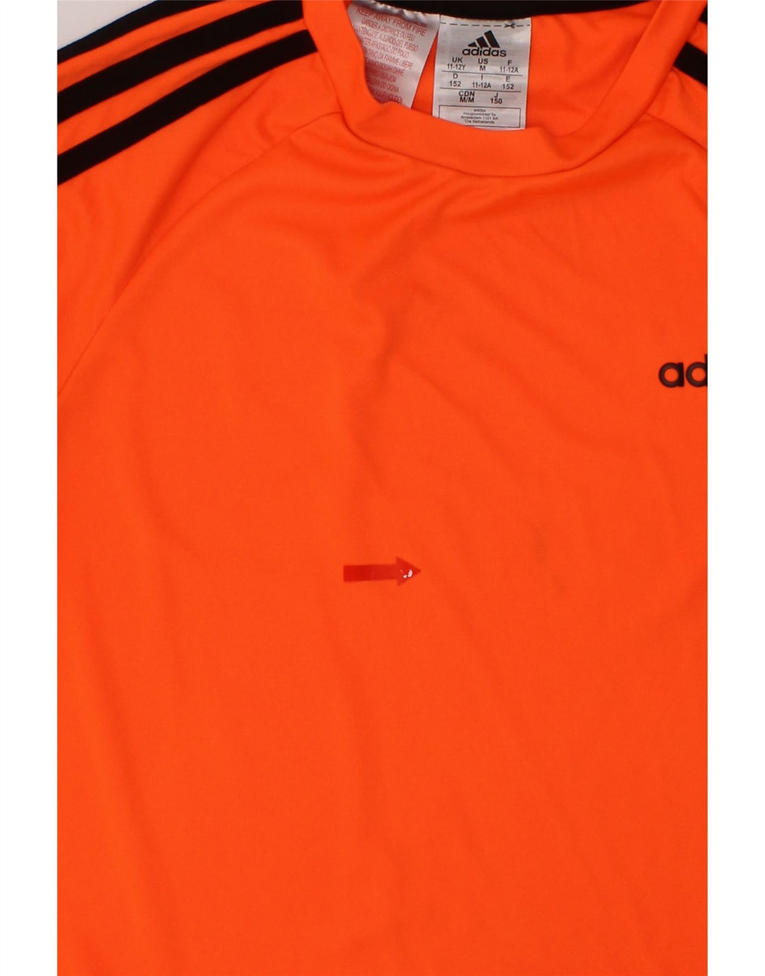 ADIDAS Boys T-Shirt Top 11-12 Years Orange Polyester Vintage Adidas and Second-Hand Adidas from Messina Hembry 