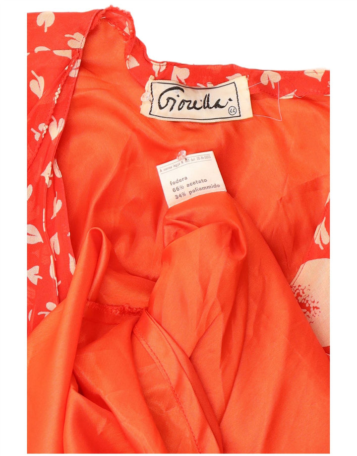 Vintage ženska haljina A-kroja s volanima sprijeda ITB 44 Srednje crvena cvjetna retro haljina