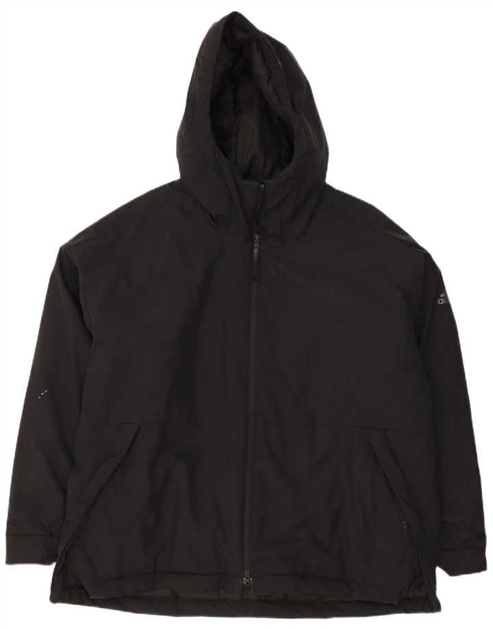 Adidas muška podstavljena jakna s kapuljačom UK 42 XL crni poliester