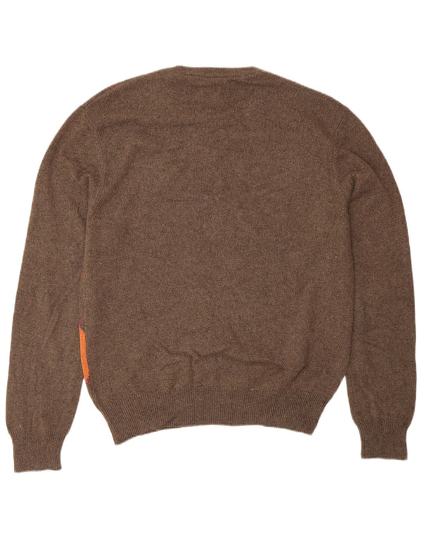 VINTAGE muški džemper s okruglim izrezom IT 48 Small Brown Argyle/Diamond