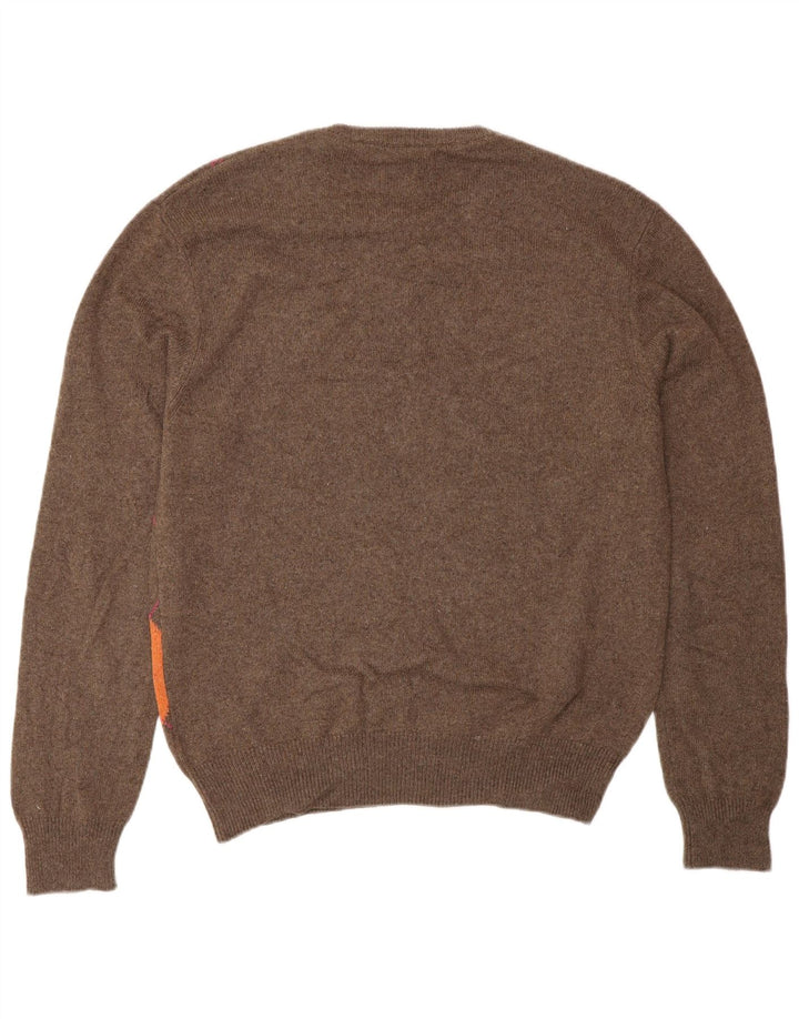 VINTAGE muški džemper s okruglim izrezom IT 48 Small Brown Argyle/Diamond