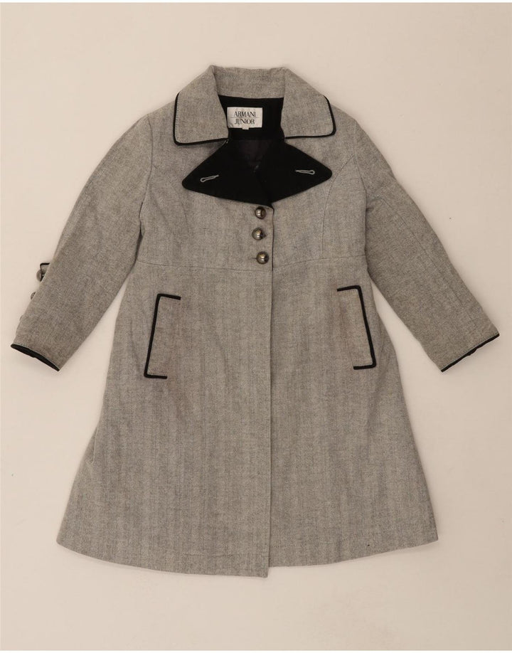 ARMANI Girls Overcoat 2-3 Years Grey Cotton Vintage Armani and Second-Hand Armani from Messina Hembry 