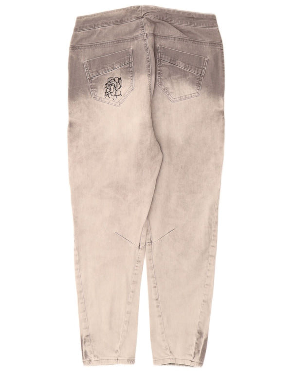 DESIGUAL Ženske skraćene uske traperice velike W34 L26 Sivi Tie Dye Pamuk