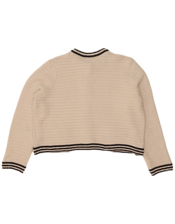 Marks & Spencer ženski kratki kardigan pulover UK 16 Large off white prugasti