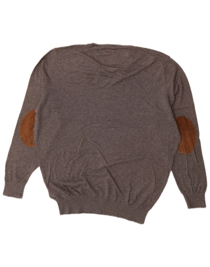 MASSIMO DUTTI Muški pulover s V-izrezom XL sivi pamuk