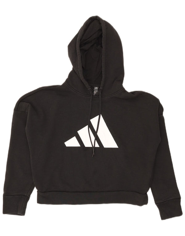 Adidas ženska prekomjerna majica s kapuljačom s kapuljačom UK 4/6 XS, crni pamuk