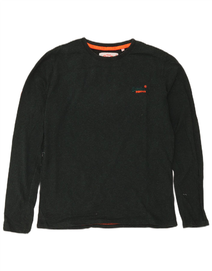 Superdry muška majica dugih rukava srednje zelene pamučne boje