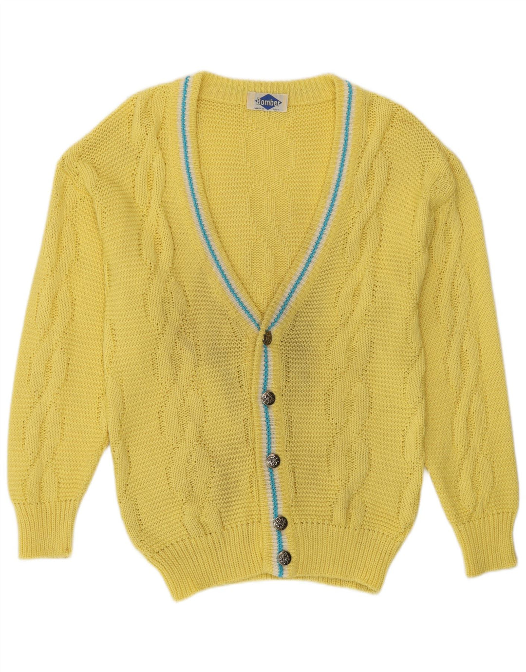 Vintage muški kardigan džemper srednje žute boje