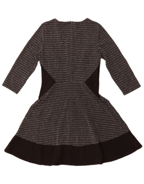 OASIS ženska haljina A-kroja 3/4 rukava UK 8 Mala crna prugasta poliesterska haljina