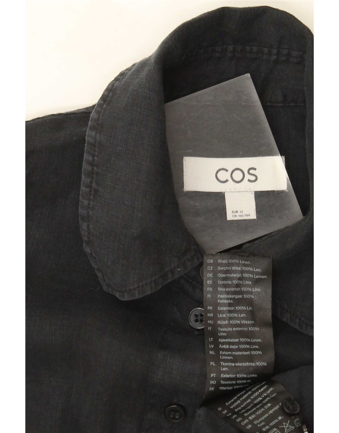 Cos ženska prevelika košulja EU 32 2XS crna lanena