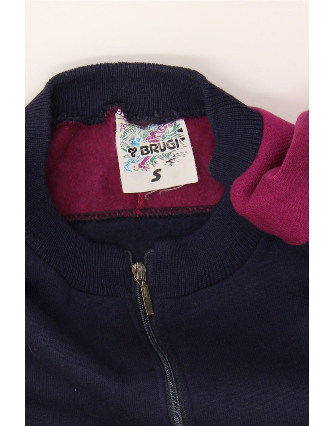 BRUGI Mens Zip Neck Sweatshirt Jumper Small Navy Blue Colourblock