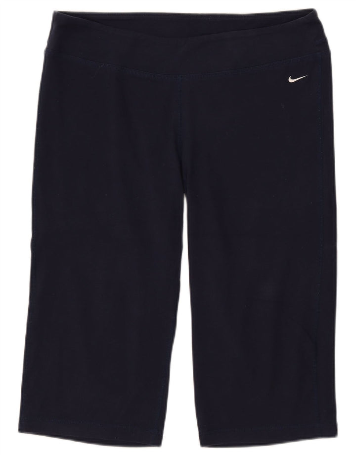 NIKE Ženske Dri Fit Graphic Bermuda Sport Shorts UK 16 Large Navy Blue
