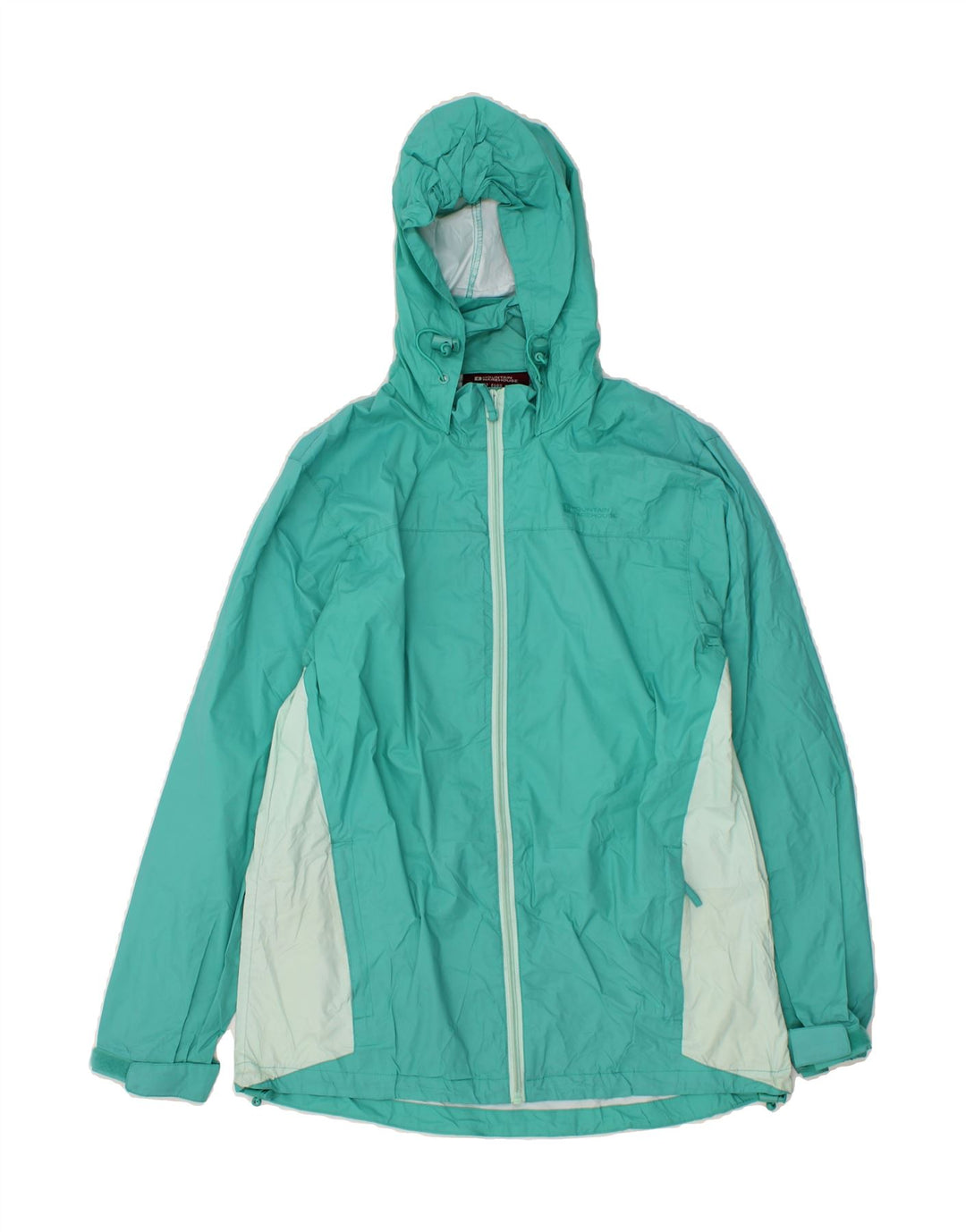 MOUNTAIN WAREHOUSE Womens Rain Jacket UK 12 Medium Turquoise Colourblock Vintage Mountain Warehouse and Second-Hand Mountain Warehouse from Messina Hembry 