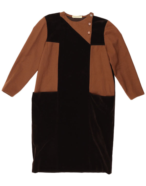 LORETTA DI LORENZO Womens 3/4 Sleeve Shift Dress IT 42 Medium Black