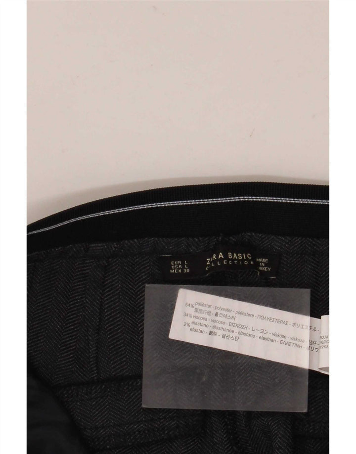 Zara ženske uske chino hlače velike W30 L28 crne riblja kost poliester