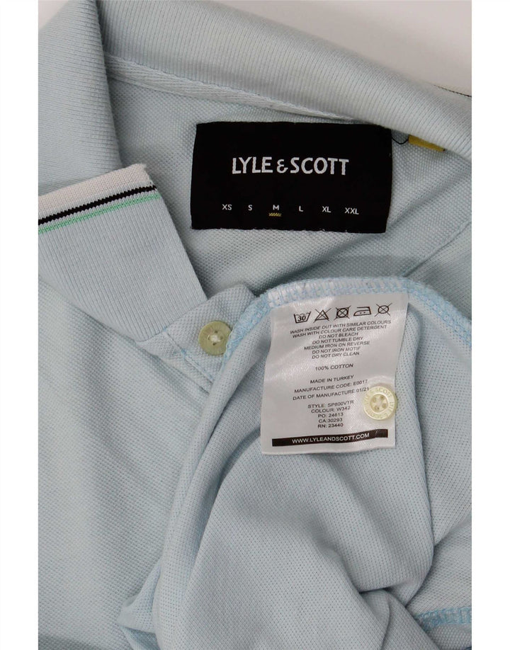 Muška polo majica Lyle & Scott, pamuk na srednje plave pruge