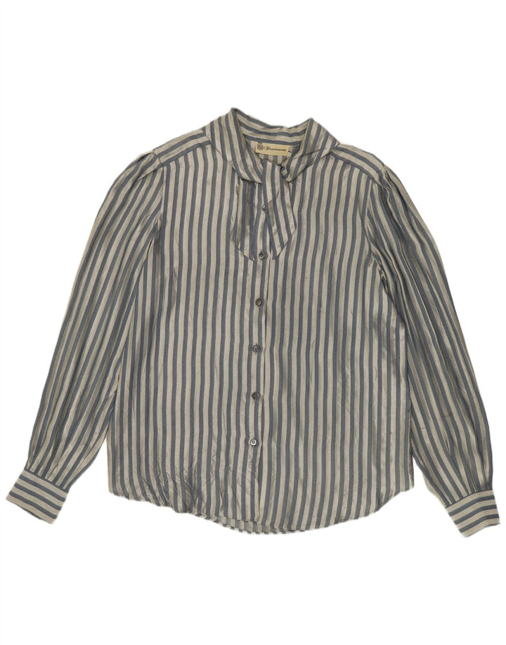 Vintage ženska košulja bluza UK 14 srednje plave pruge