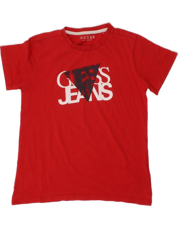 GUESS Boys Graphic T-Shirt Top 9-10 Years Red Vintage Guess and Second-Hand Guess from Messina Hembry 
