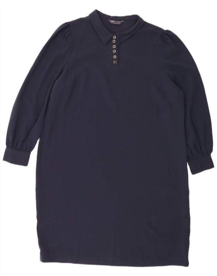 Marks & Spencer ženska haljina dugih rukava na pomak UK 18 XL tamnoplava poliester