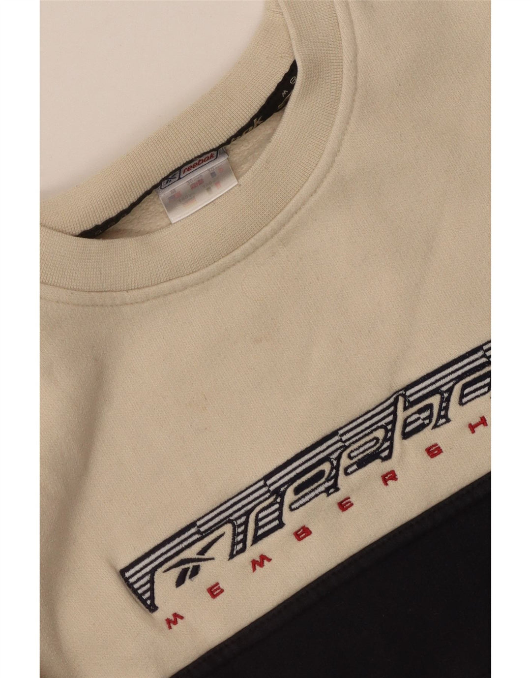 Reebok Boys Graphic Sweatshirt Džemper 10-11 Years Medium Beige Colourblock