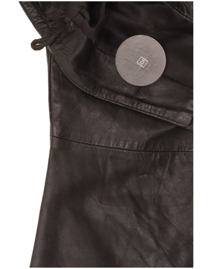 VINTAGE ženske kožne hlače Bootcut UK 12 srednje W30 L32 crne