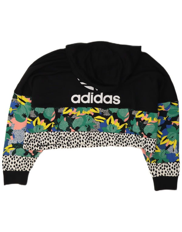Adidas Her Graphic Oversized majica s kapuljačom UK 14 srednje crna cvjetna