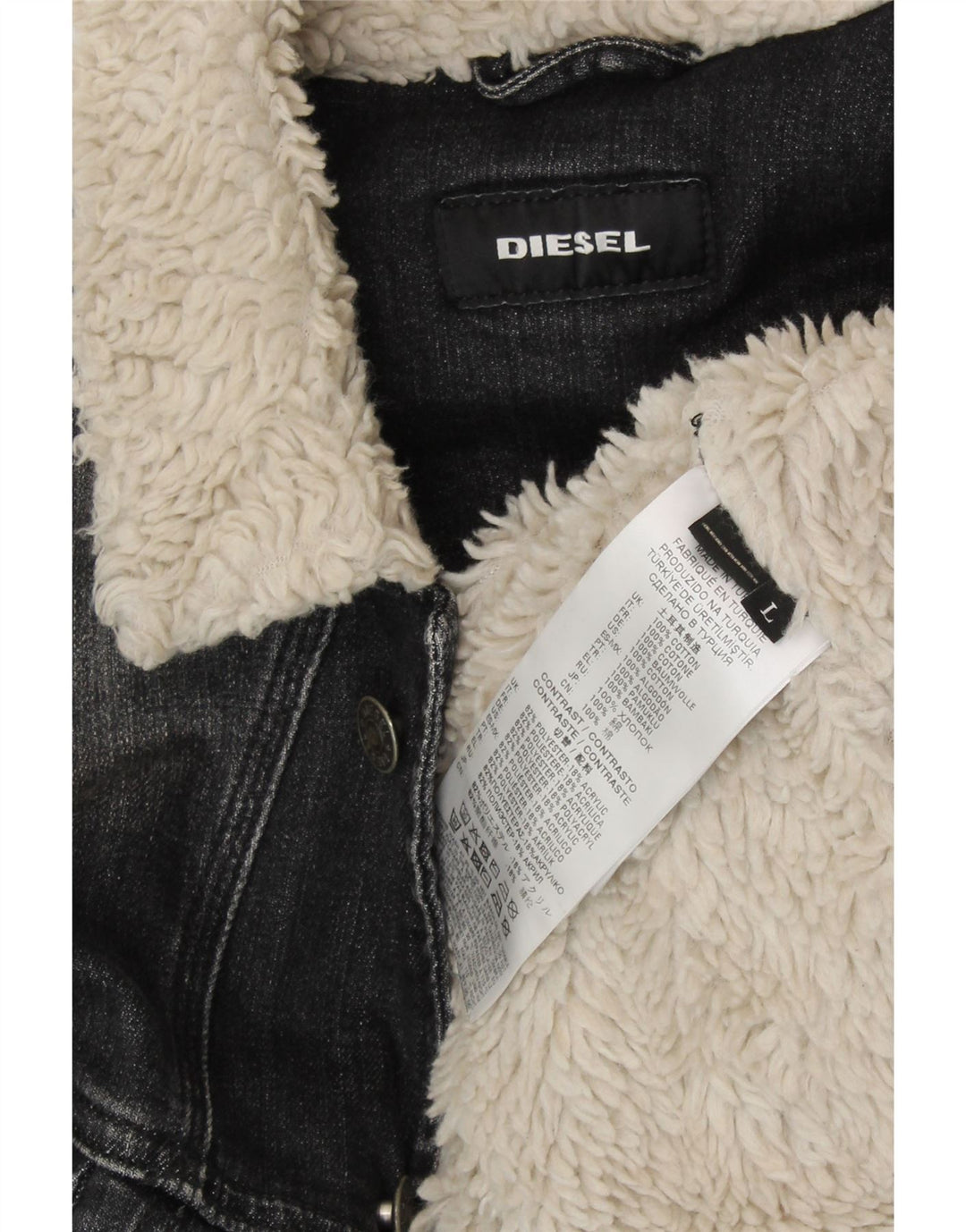 DIESEL Muška traper šerpa jakna UK 40 Large Grey Cotton