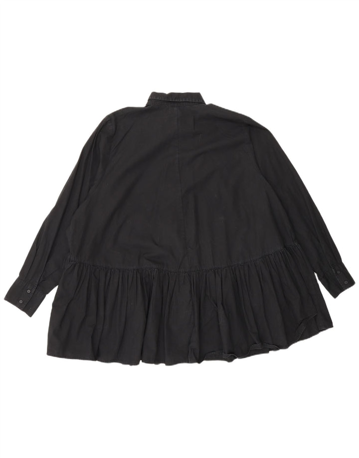 Zara ženska prevelika košulja bluza UK 10 Mala crna pamuk