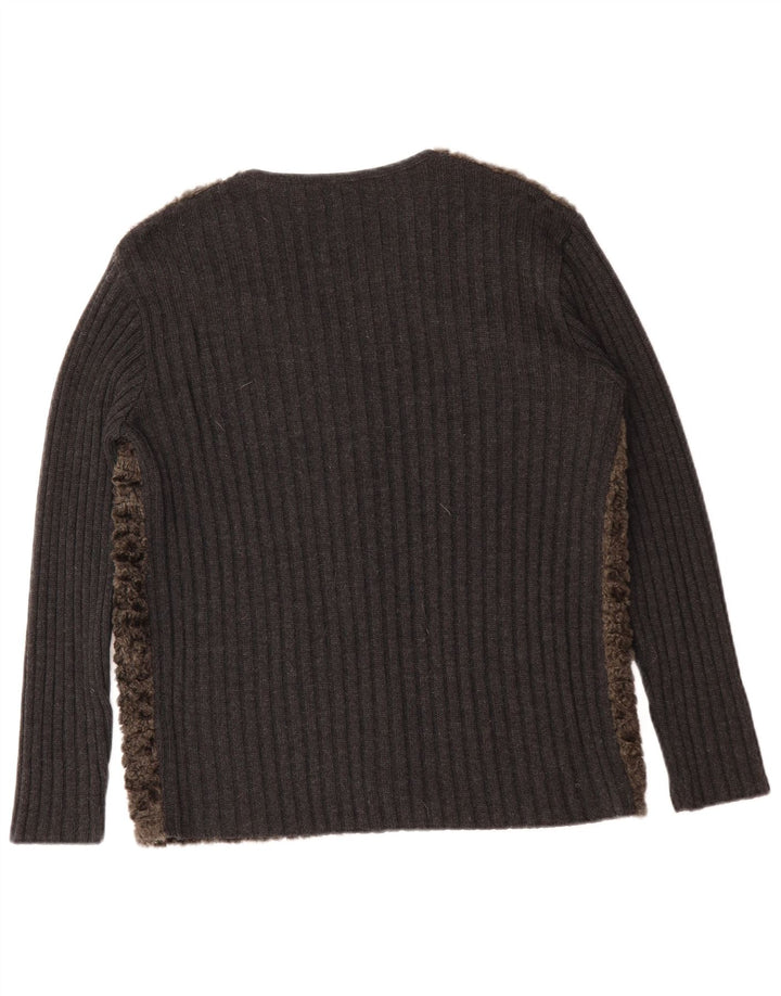 VIA APPIA Womens Cardigan Sweater UK 12 Medium Grey Colourblock