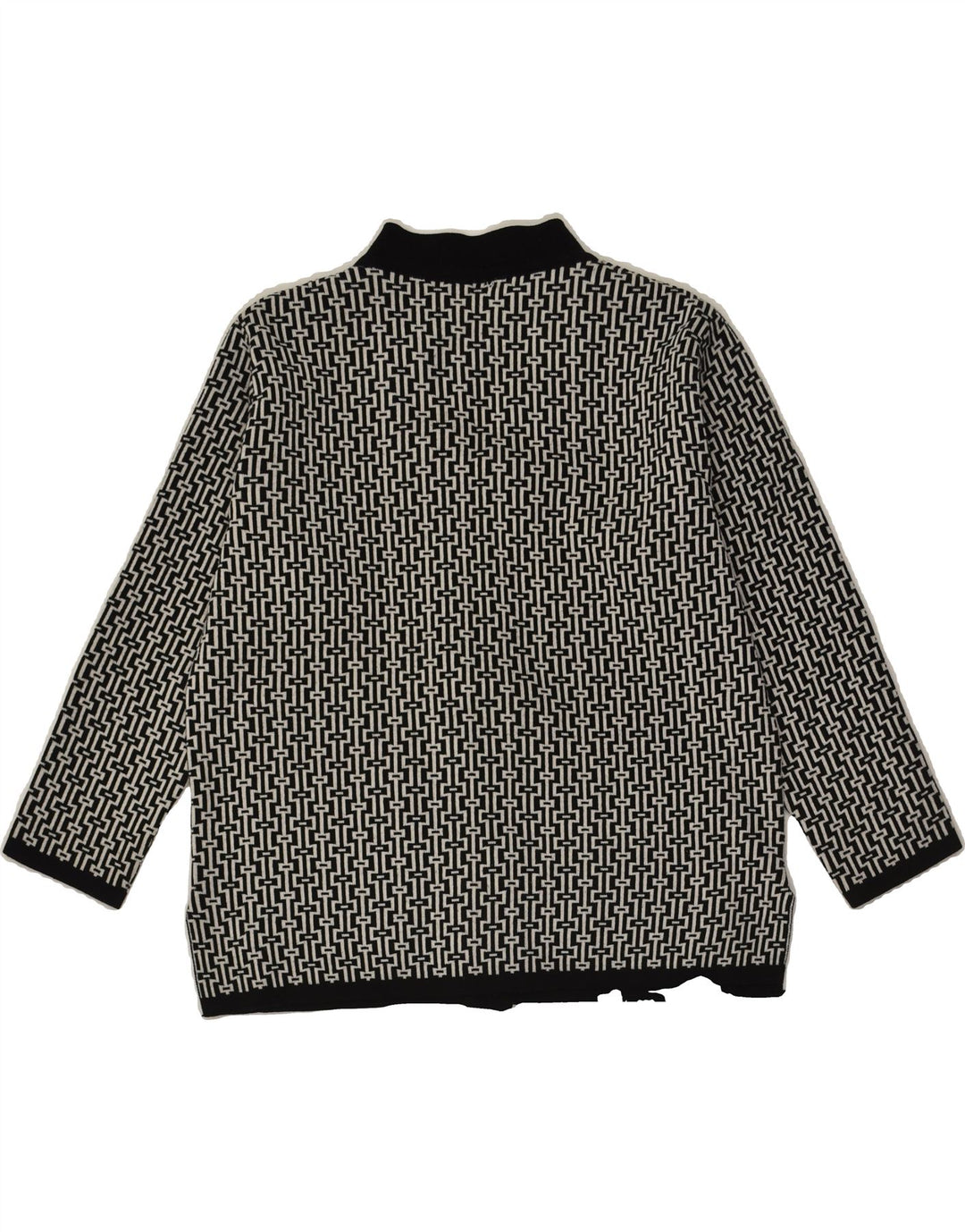 VINTAGE Womens Cardigan Sweater UK 12 Medium Grey Geometric | Vintage Vintage | Thrift | Second-Hand Vintage | Used Clothing | Messina Hembry 