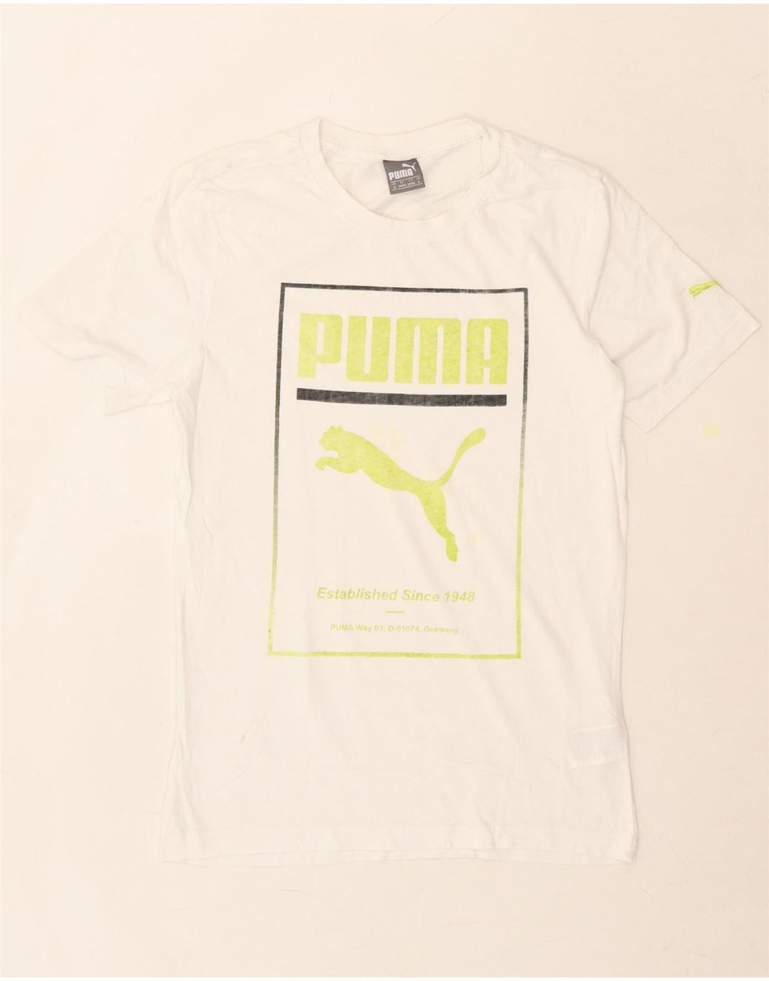 PUMA Mens Graphic T-Shirt Top Small White Cotton Vintage Puma and Second-Hand Puma from Messina Hembry 