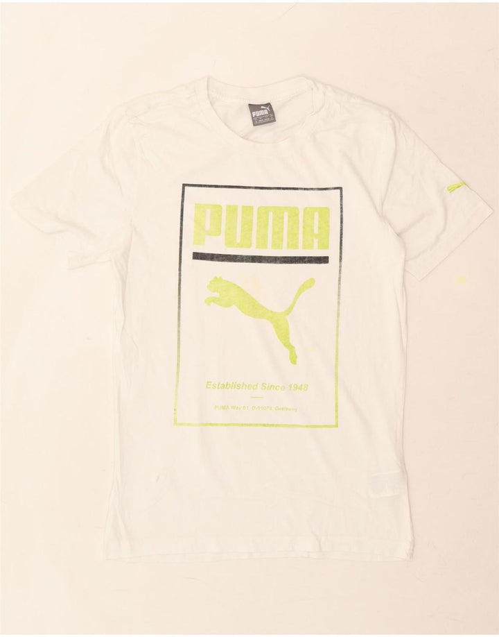 PUMA Mens Graphic T-Shirt Top Small White Cotton Vintage Puma and Second-Hand Puma from Messina Hembry 