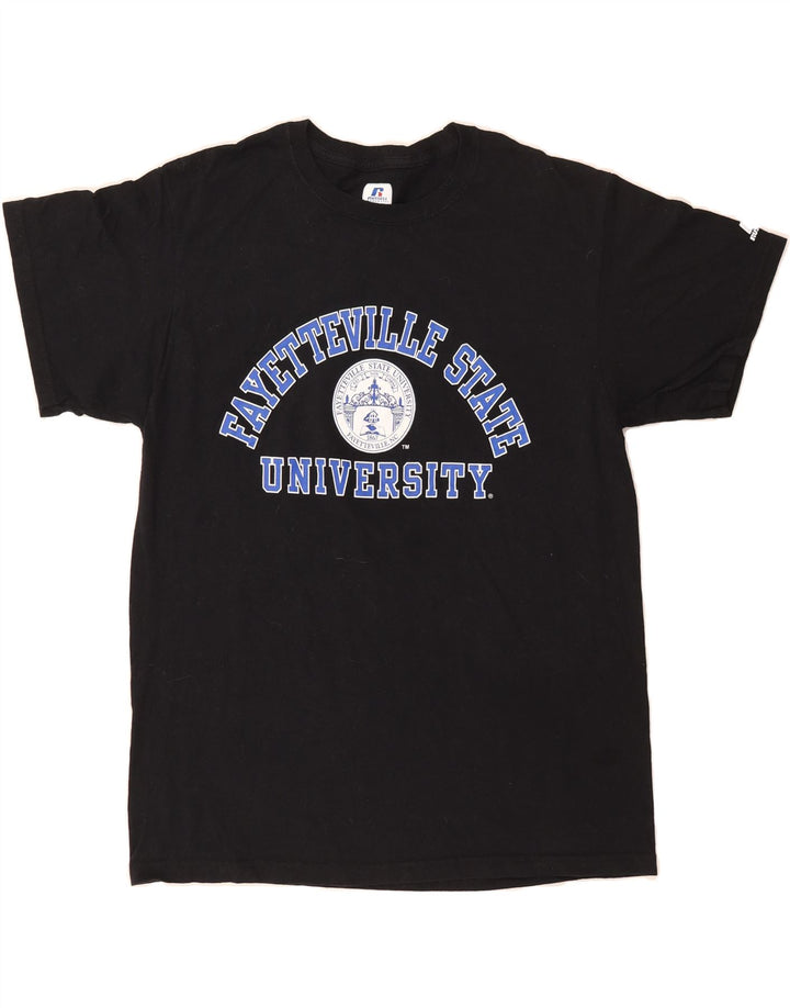RUSSELL ATHLETIC Mens Graphic T-Shirt Top Medium Black Vintage Russell Athletic and Second-Hand Russell Athletic from Messina Hembry 