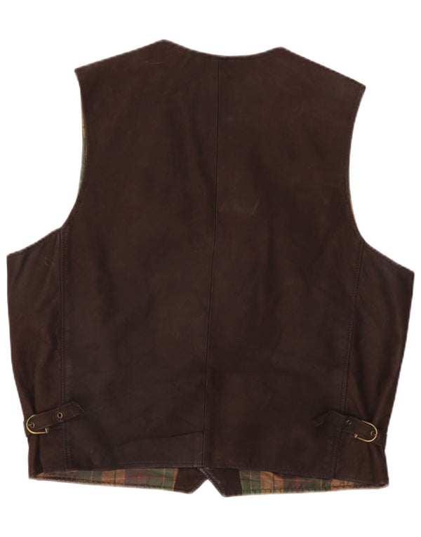 Vintage muški kožni prsluk IT 56 2XL smeđi