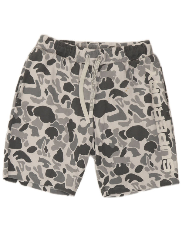 Superdry Mens Graphic Sport Shorts Medium  Grey Camouflage Cotton